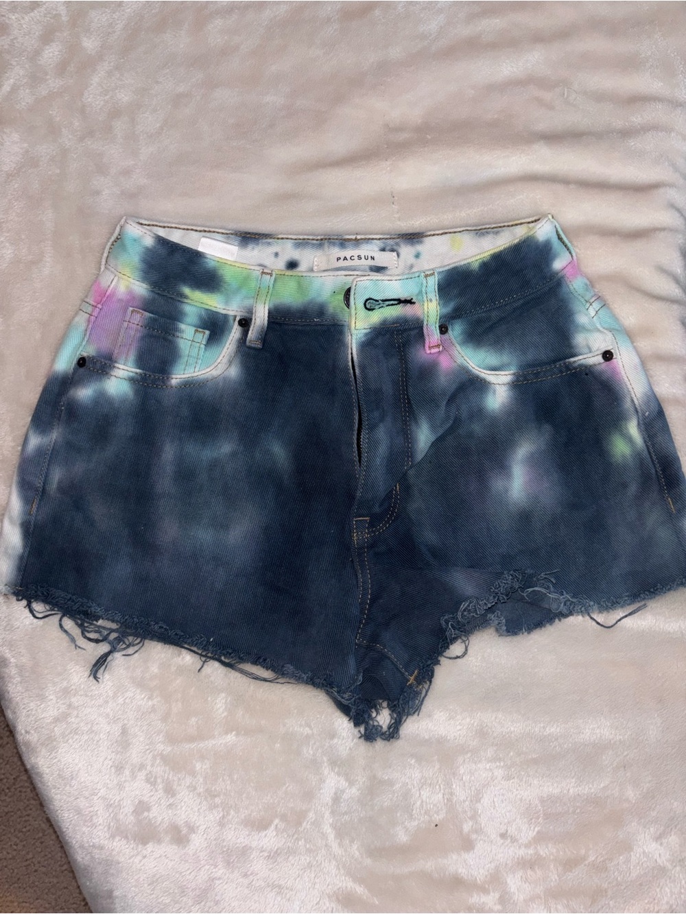 PacSun Multicolor Tie-Dye High-Rise Denim Shorts